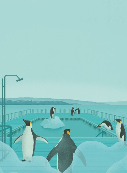 "Sauna am See" für das Züricher SEEBAD ENGE, DR. OZ Magazin und SAN DIEGO Magazin - drei Illustrationen von Stephan SCHMITZ c/o VISUALEYES ARTISTS