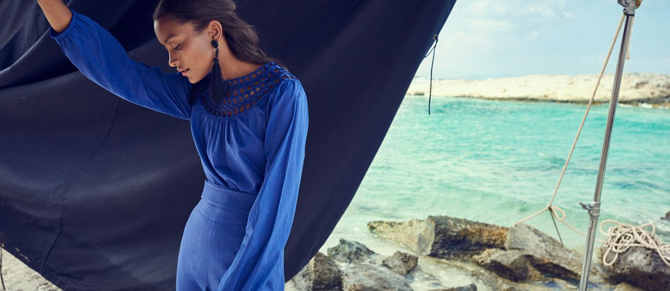 Model Sany Liriano for the LAUREL S/S 2017 campaign at the beach - photos by ANDREAS ORTNER