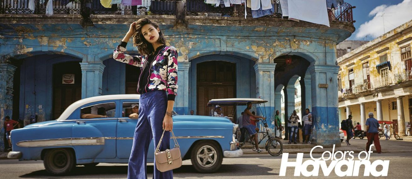 Model Anja Leuenberger in the colorful spread 'Colors of Havana' in MARIE CLAIRE Hong Kong - hair & make-up by Nina TATAVITTO c/o LOUISA ARTISTS