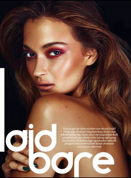 'Laid Bare' - model Victoria PLUM c/o LOUISA MODELS in ELLE Indonesia, the beauty shots were taken by photographer Albert Wolf