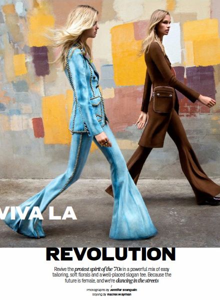 'Viva la Revolution' with model Victoria PLUM c/o LOUISA MODELS in the first row for ELLE Australia, with photos by Jennifer Stenglein