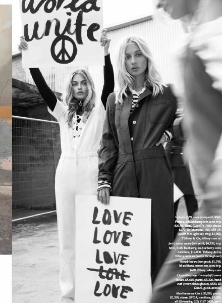 'Viva la Revolution' with model Victoria PLUM c/o LOUISA MODELS in the first row for ELLE Australia, with photos by Jennifer Stenglein