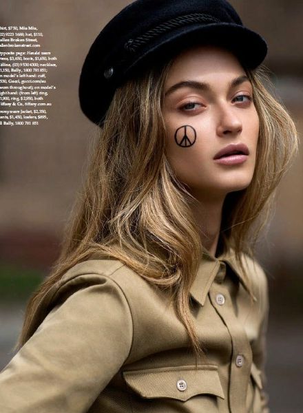 'Viva la Revolution' with model Victoria PLUM c/o LOUISA MODELS in the first row for ELLE Australia, with photos by Jennifer Stenglein