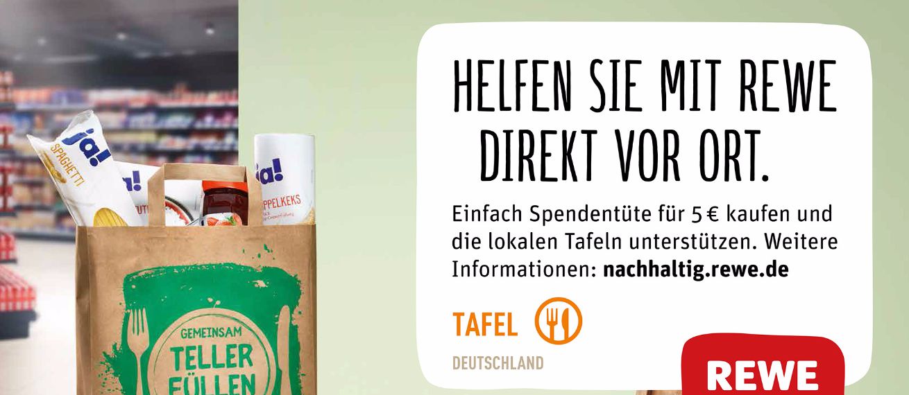 'Lend a helping hand !' – REWE donation bag campaign by thjnk Hamburg and 'Coffee Passion' for Villeroy & Boch with motifs by Stefan THURMANN c/o JULIA WALDMANN