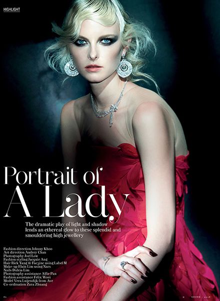 'Portrait of a Lady' – model VERA c/o LOUISA MODELS brightens up ADORE magazine; we have three motifs by Joel Low for you on GoSee
