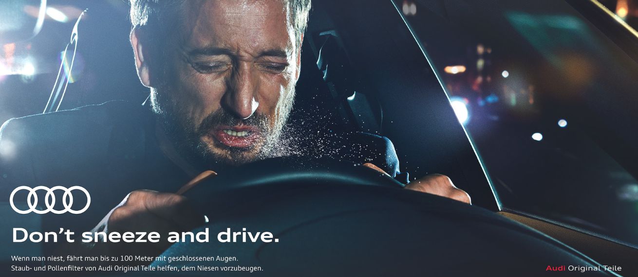Audi 'Don't sneeze and drive' print campaign by Jens Rüssmann c/o DOUBLE T POTOGRAPHERS for Philipp & Keuntje
