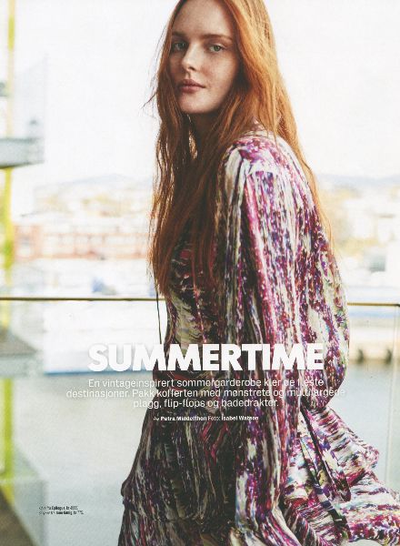 Norwegian beauty Karoline BJORNELYKKE c/o LOUISA MODELS enjoys her 'Summertime' in ELLE Norway, with photos by Isabel Watson