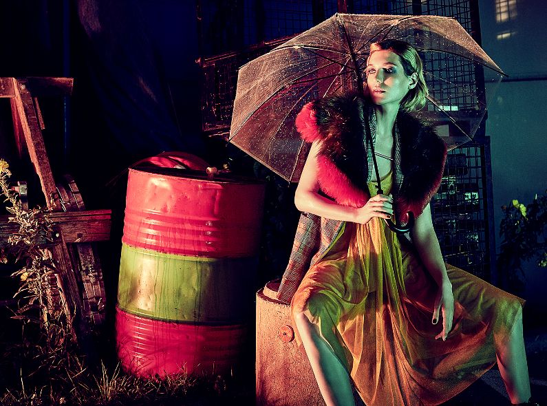'Night Glam' - photographed in bright colors for QUALITY magazine in front of a merciless sunrise by fashion photographer Sacha Tassilo HÖCHSTETTER