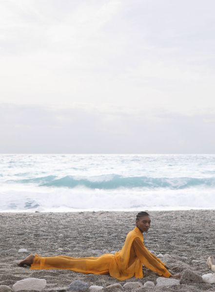 Özge EFEK c/o les ARTISTS by Josef Stockinger styled for MANIFESTO HK magazine, in the fashion spread photographed on the open sea by Angelo Lamparelli