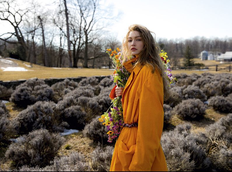 It was back to nature for VOGUE CZECHOSLOVAKIA May 2019 featuring supermodel Gigi Hadid - photos by Helena CHRISTENSEN c/o VISUALEYES ARTISTS