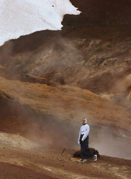 Damien Krisl photographs the beauty of Iceland's natural landscape with young Parisian model Maeva Marshall for SLIMI MAGAZINE