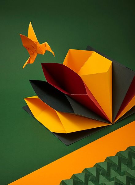Paper artist, set designer and photographer Maren Schabhüser c/o Double T Photographers gets her origami on for BARBARA MAGAZINE