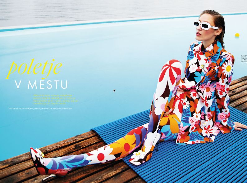 Franzi Mueller in the cover spread for ELLE SLOVENIJA with beauty support from Melanie Schoene c/o NINA KLEIN