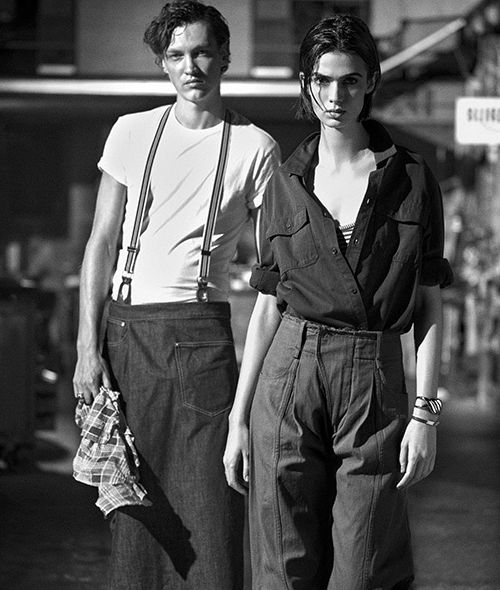 ‘Vintage, denim et bleus de travail …’ – LISE ANNE MARSAL photographs her fashion editorial ‘Workwear’ for MADAME FIGARO in a picturesque workshop in Paris