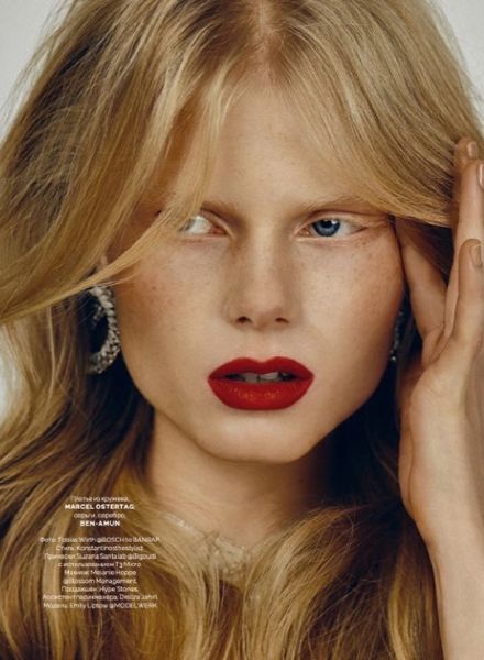 Tobias Wirth c/o BoschtoBanrap photographs the beauty editorial ‘Red Hot’ for VOGUE Ukraine - hair & make-up by Suzana SANTALAB c/o BIGOUDI