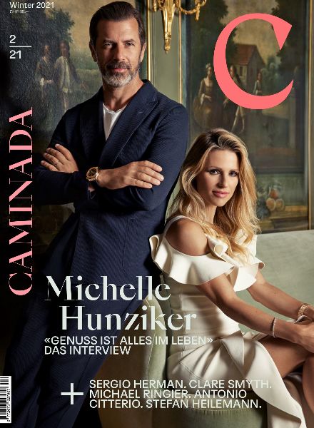CHRIS TRIBELHORN photographs Michelle Hunziker and star Chef Andreas Caminada for CAMINADA MAGAZINE at Schauenstein Castle in Switzerland