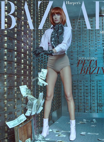 ‘Peta Brzina’ – top model Sofia RESING c/o LOUISA MODELS shifts into fifth gear for the cover spread in HARPER’S BAZAAR Serbia