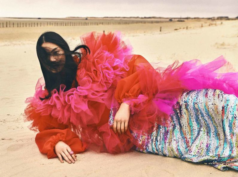 Tobias Wirth photographs the spread 'When The Wind Is Blowing' for L'OFFICIEL Italia - hair & makeup by Melanie SCHOENE c/o NINA KLEIN AGENCY