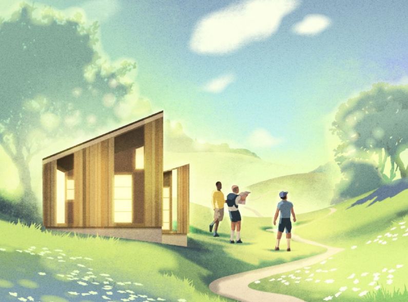 ‘Great Outdoors’ – AIRBNB’s wish list of untraditional lodging options in nature, illustrated by Mads BERG c/o AGENT MOLLY & CO