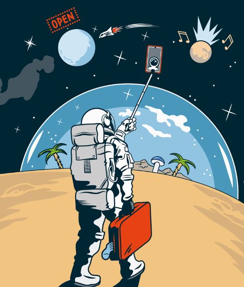 ‘Destination Outerspace’ - the new book by Ulrich Walter with illustrations by Frederik JURK c/o SEPIA on the topic of the minute: Space Tourism