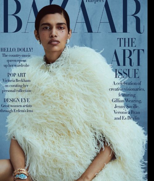 Top model Pooja Mor on the cover of the HARPER’S BAZAAR UK Art Issue in November ‘23 - produced in Paris by JPPS CREATIVE PRODUCTIONS
