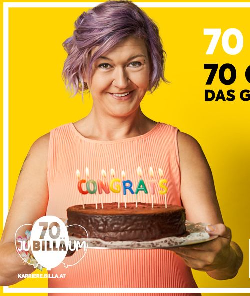 MAKING OF präsentiert : 70 Jahre BILLA, die Jubiläums Kampagne feiert die Mitarbeiter des Unternehmens und liefert 70 gute Gründe bei Billa zu arbeiten