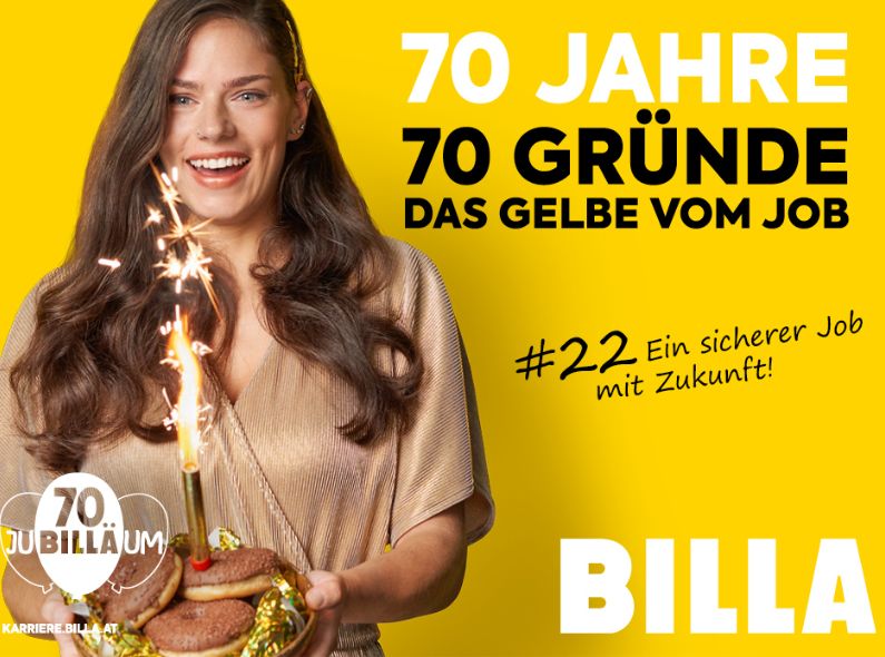 MAKING OF präsentiert : 70 Jahre BILLA, die Jubiläums Kampagne feiert die Mitarbeiter des Unternehmens und liefert 70 gute Gründe bei Billa zu arbeiten