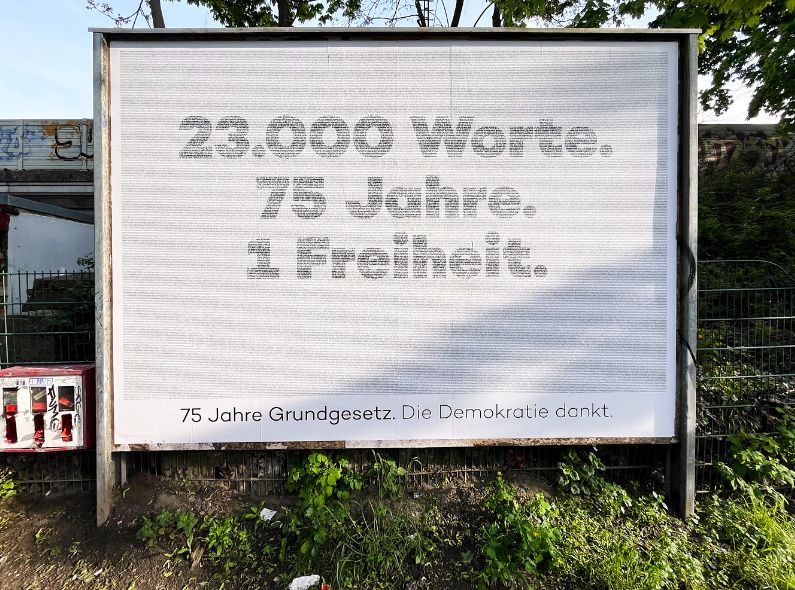 DARIUS RAMAZANI presents an eye-catching typography campaign to commemorate 75 years of German Basic Law in Berlin