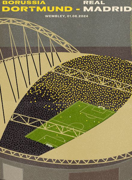 BORUSSIA DORTMUND CHAMPIONS LEAGUE FINAL with an illustrated poster by LEHEL KOVÁCS c/o 2AGENTEN plus more work by the illustrator