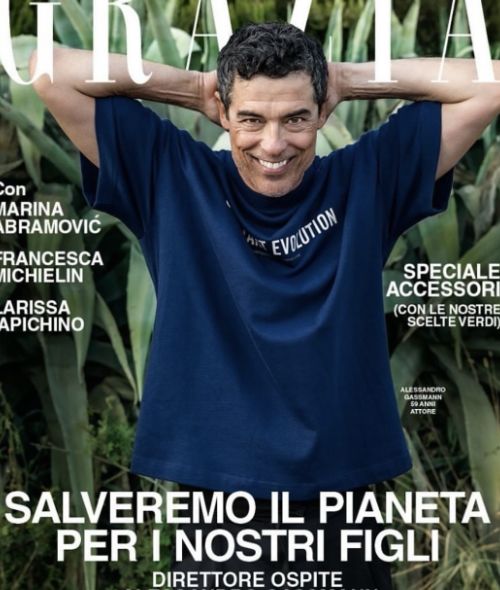 Gemeinsam die Welt retten mit dem GRAZIA Magazin - Andrea VARANI c/o KRISTINA KORB fotografiert den Gast-Editor und Schauspieler Alessandro Gassmann für das August '24-Cover