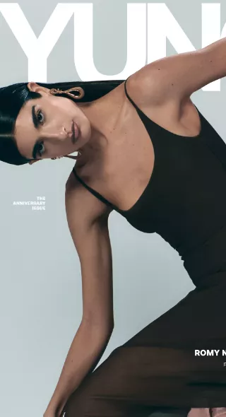 'The one you turn around for' - Romy Nassar on the cover of YUNG Magazine 🩵 - photographed by PER APPELGREN