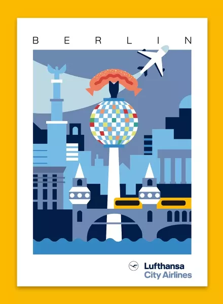 With LUFTHANSA CITY AIRLINES to Berlin, Paris, and Rome – illustrated by DANIEL RAMIREZ PEREZ c/o 2AGENTEN