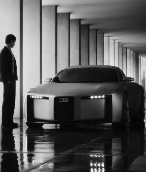 'Strive for clarity' AUDI Concept C und Harris Dickinson fotografiert von David Daub c/o WILDFOX RUNNING für Kemmler Kemmler