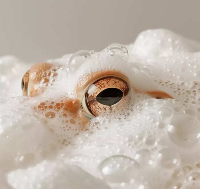 Between foam and fantasy - Pascale Weber presents you with a free 'Frog in motion' AI series