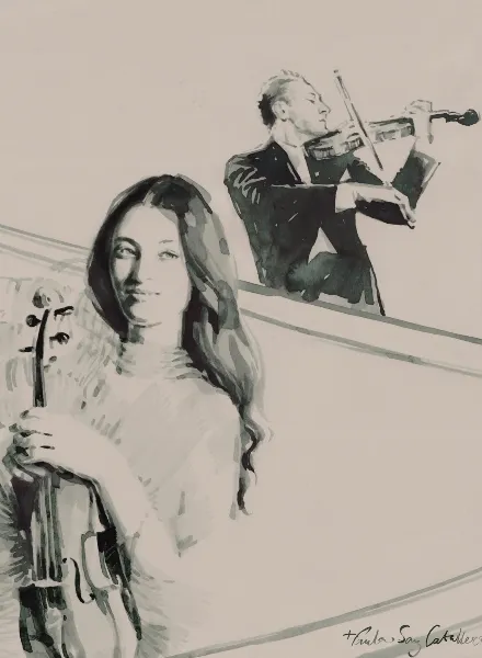 Paula Sanz Caballero illustrates the new album 'Homage to Heifetz' for Deutsche Grammophon