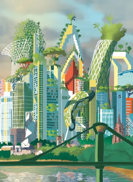 The Future Skyline of Frankfurt – Carlo Stanga for FAZ and Merz Reisen Covers
