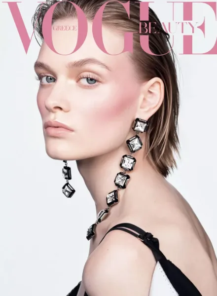 Model Daria Kazakova in the beauty spread of the May '26 issue of VOGUE Greece - photographed by Nicolas Menu