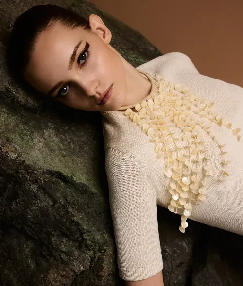 Model Valeria Chenskaya in the LuRen Cashmere SS26 campaign in cooperation with ELLE magazine - photographed by Dirk Bader