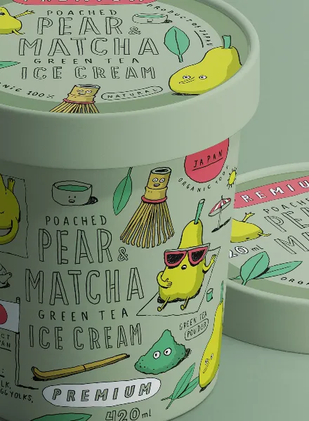 Poached Pear & Matcha – Bertone Studio Serves Up a Playful Packaging Concept