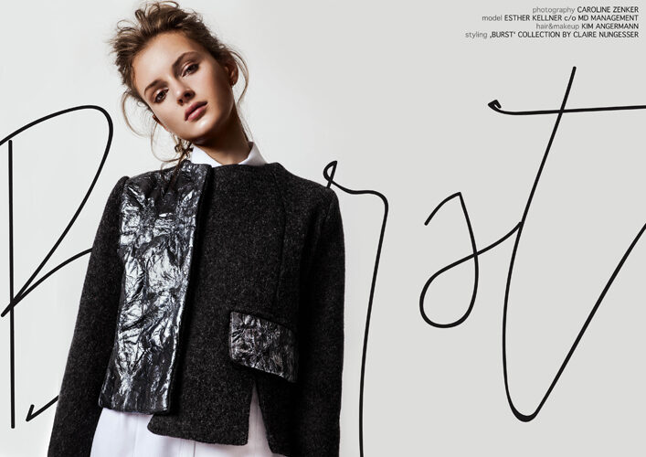 'Burst' - Model Esther Kellner in der Kollektion von Claire Nungesser - Hair & Make-up Kim ANGERMANN c/o 21AGENCY
