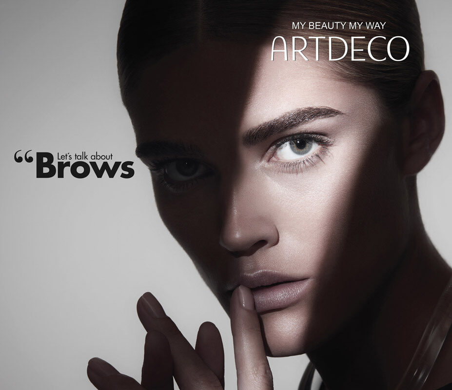 'Let's Talk About Brows' goes the provocative slogan - Julia Saller photographs the ART DECO campaign motif, with matching make-up by Tanja KERN c/o BIGOUDI