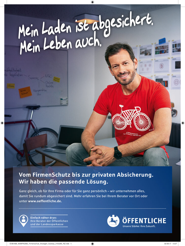 'Mein Laden ist abgesichert. Mein Leben auch.' – Kampagne der ÖFFENTLICHEN und der LANDESSPARKASSE, fotografiert von <b>Martin BÜHLER c/o HAUSER FOTOGRAFEN</b> für die Agentur Die Vision aus Hannover