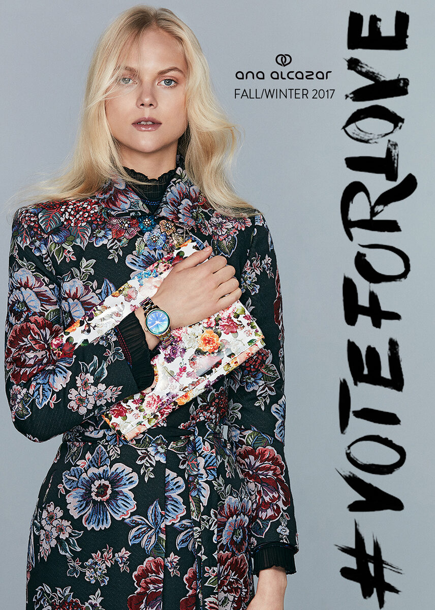 #VOTEFORLOVE ANA ALCAZAR Fall/Winter campaign with floral prints, metallic accents and athleisure looks, realized by fashion photographer Sacha Tassilo Höchstetter