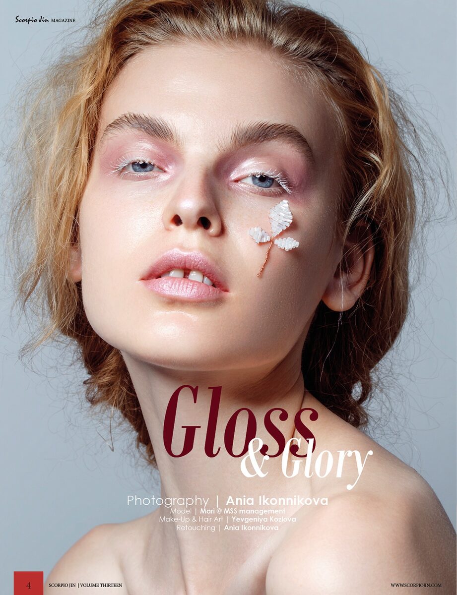 'Gloss & Glory' – Beauty Strecke im SCORPIO JIN Magazin mit Model Mari ORLOVA c/o LOUISA MODELS, Fotos Ania Ikonnikova