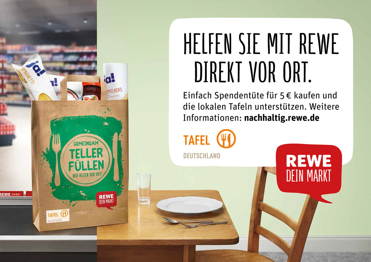 'Lend a helping hand !' – REWE donation bag campaign by thjnk Hamburg and 'Coffee Passion' for Villeroy & Boch with motifs by Stefan THURMANN c/o JULIA WALDMANN