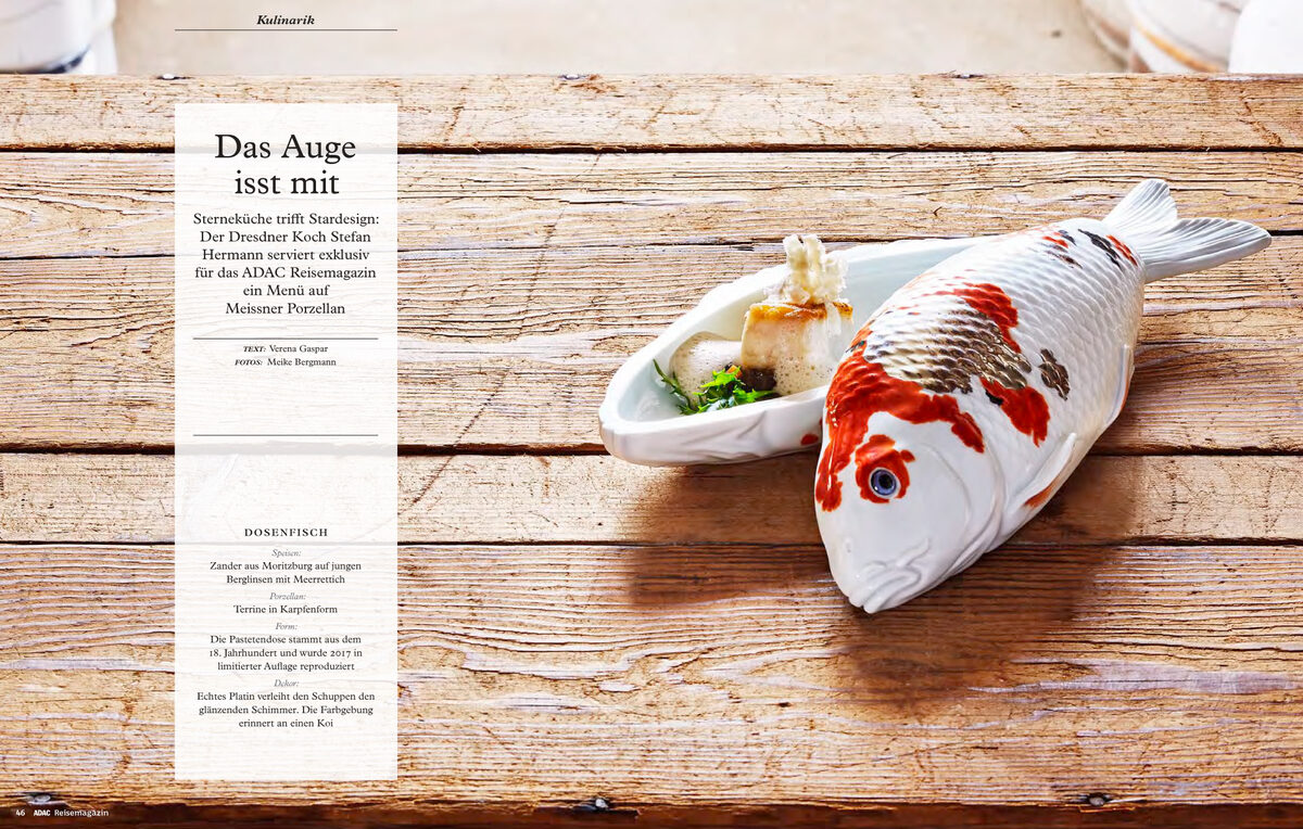 'A feast for the eyes' in the food spread of Dresden-based star chef Stefan Herrmann in ADAC Travel Magazine - photos by <b>Meike BERGMANN c/o NINA RAUTENBERG</b>