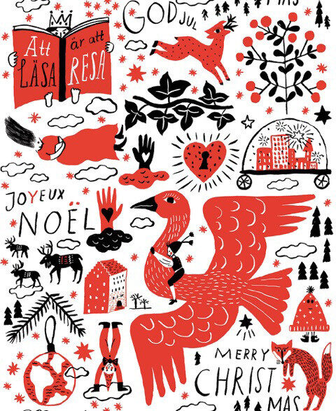 Weihnachtsdesign für die AKADEMIBOKHANDELN von Illustratorin Maja STEN c/o AGENT BAUER