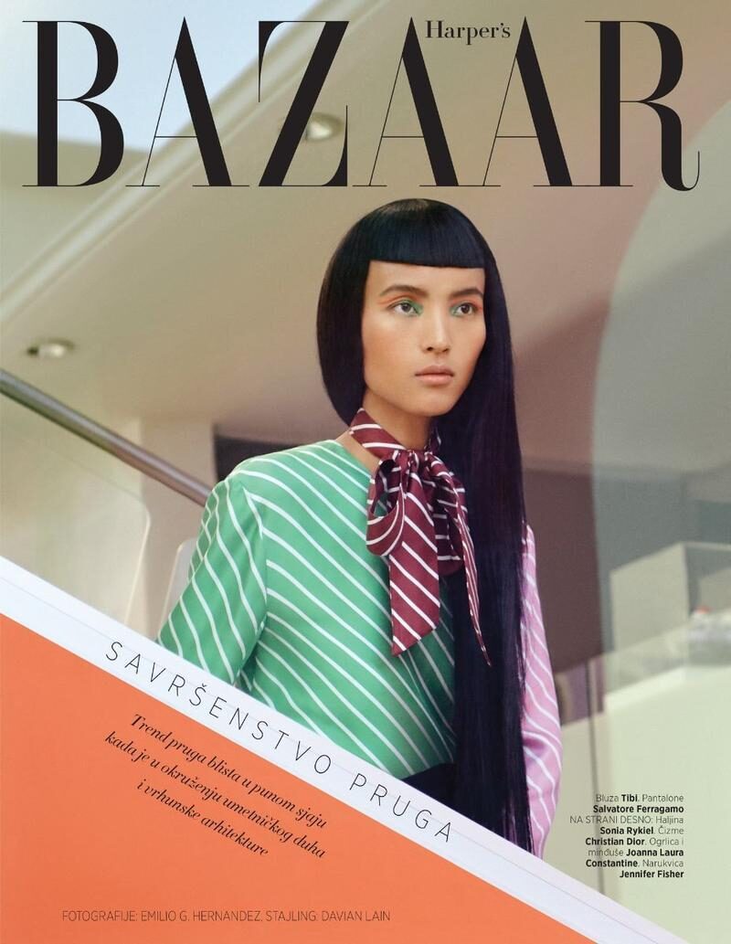 'Perfection Stripes' in der HARPER’S BAZAAR Serbia Januar 18 mit Model <b>Luping WANG c/o LOUISA MODELS</b>, Fotos Emilio G. Hernandez, Fashion Editor/Stylist DaVian Lain