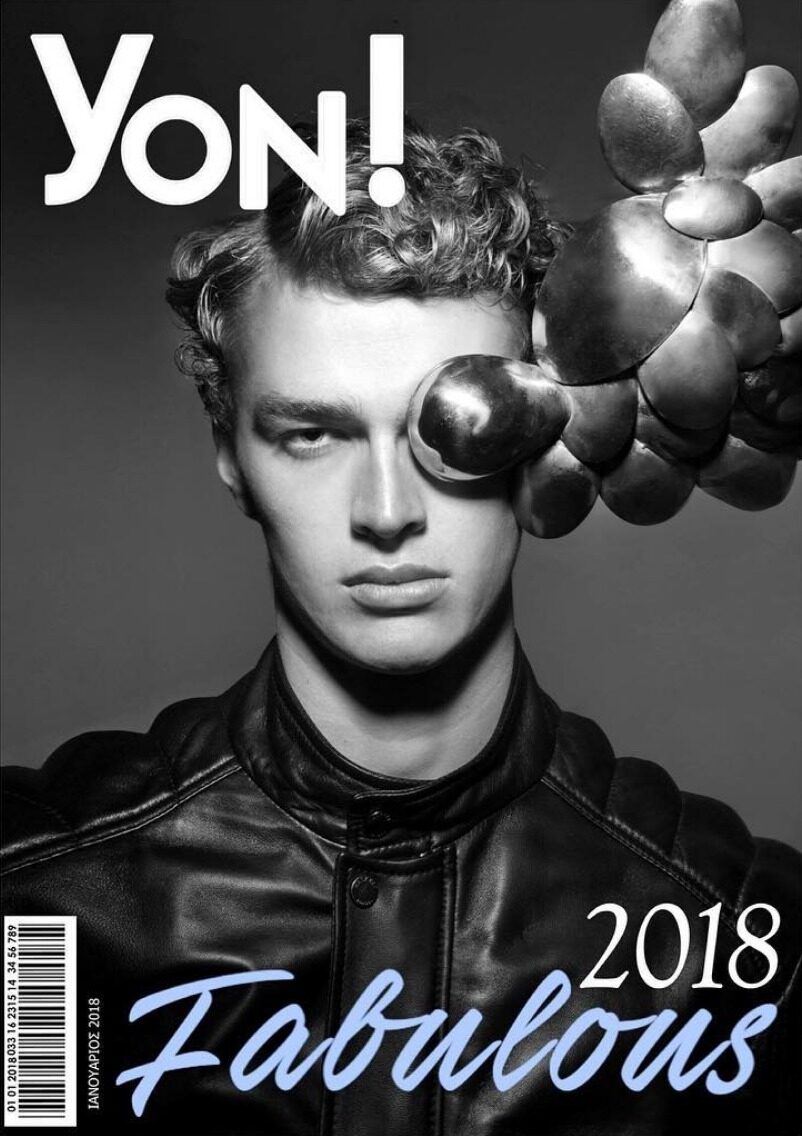 'Fabulous 2018' – male model Oscar JOHANSSON c/o LOUISA MODELS on the January cover motif of YON magazine, photographed by Matthew Alatsatianos, editing: J.A.P.Design