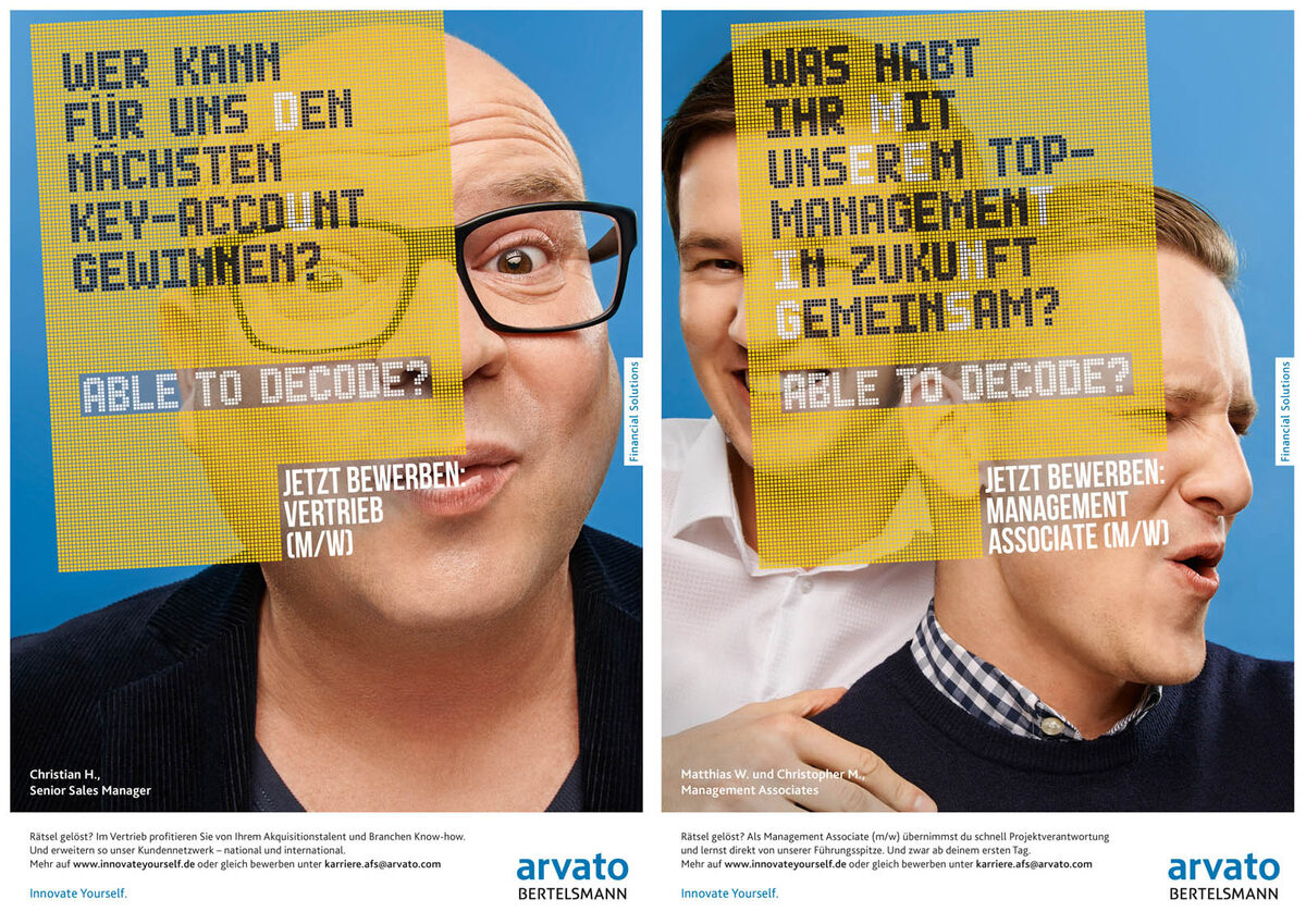 'Able to decode?' - the ARVATO campaign photographed by <b>Martin BÜHLER c/o HAUSER FOTOGRAFEN</b>